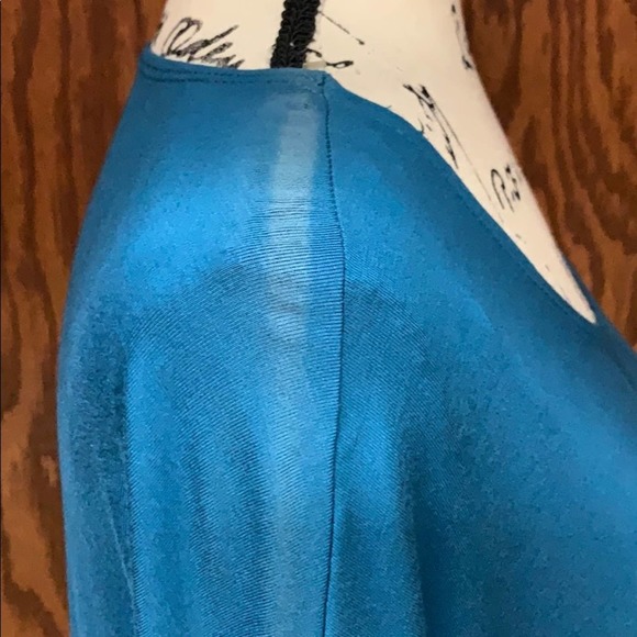 Women Short Sleeve Teal Blouse - Picture 5 of 11